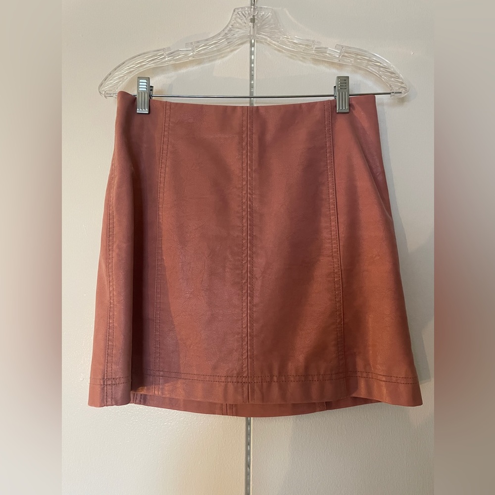 Free people pink faux leather skirt